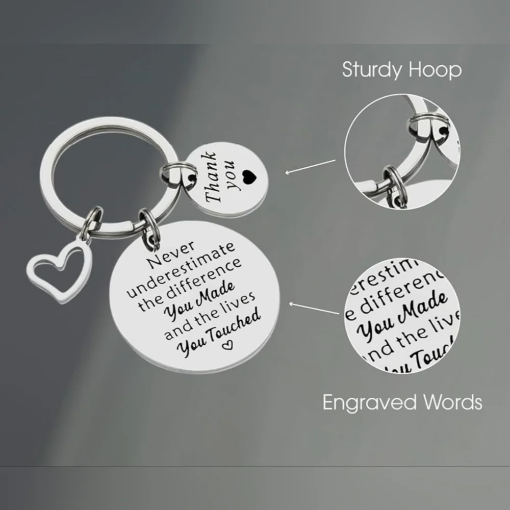 Silver Inspirational Keychain with Heart Charm New
